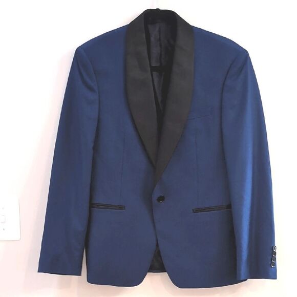 Ryan Seacrest Distinction Blue Tuxedo with Black Satin Lapel Sz 38S - Picture 2 of 15